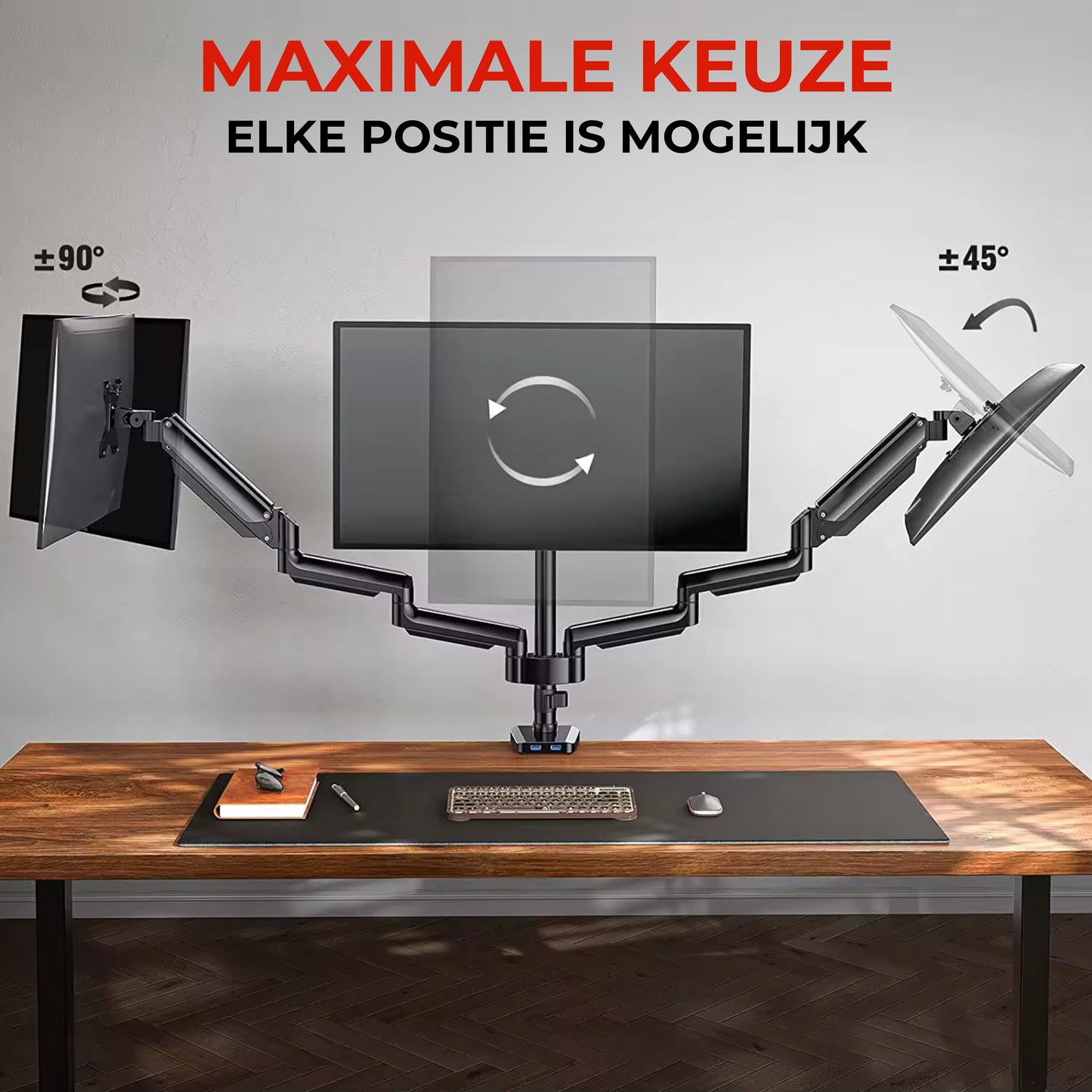 Monitor Arm 3 Schermen - 13-27 Inch