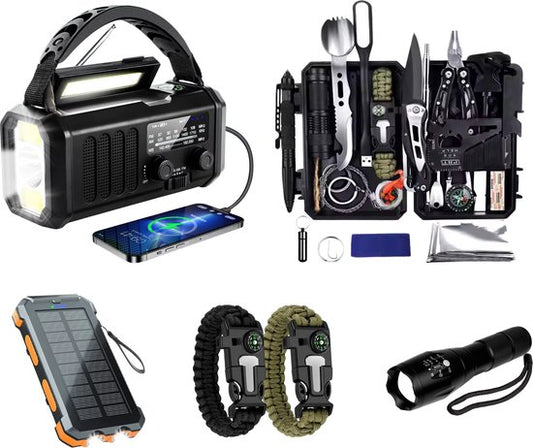 Noodradio Solar Opwindbaar - 10.000mAh - Solar Powerbank 20.000mAh - Draagbare en Opwindbare Radio - Nood Radio - Noodradio dab Solar Opwindbaar - Noodpakket voor thuis - Oorlog - Denk vooruit - Overlevingspakket - Bij Rampen variant