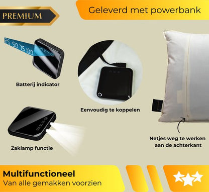 DreamGoods Warmtekussen Oplaadbaar - Duurzaam & Draadloos - 45x45cm - Infrarood Verwarming - Elektrisch Verwarmingskussen - Elektrische Warmte kussen