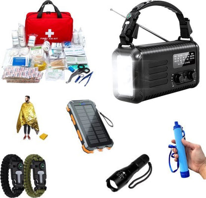 Noodradio 20.000mAh - Solar Opwindbaar - COMPLETE SET - Draagbare en Opwindbare Radio - Nood Radio - Noodradio dab Solar Opwindbaar - Noodpakket voor thuis - Oorlog - Denk vooruit - Overlevingspakket - Bij Rampen