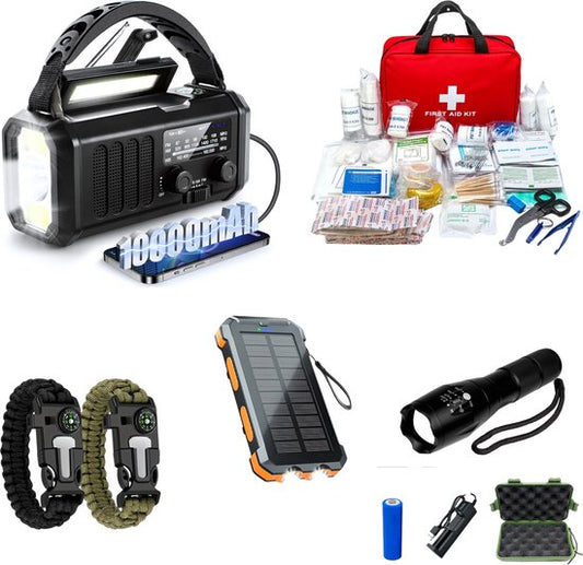 Noodradio Solar Opwindbaar - 10.000mAh - Solar Powerbank 20.000mAh - Draagbare en Opwindbare Radio - Nood Radio - Noodradio dab Solar Opwindbaar - Noodpakket voor thuis - Oorlog - Denk vooruit - Overlevingspakket - Bij Rampen ·