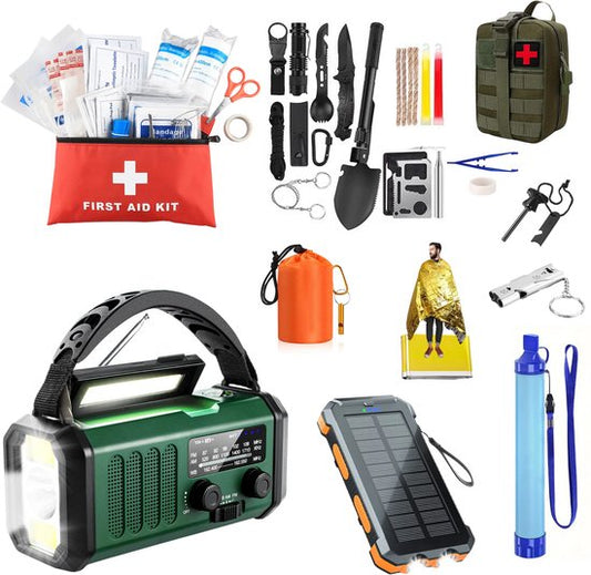 DreamGoods Compleet Noodpakket voor Thuis - Overlevingspakket Oorlog - 10.000mAh Noodradio - Denk Vooruit - 72+ uur Survival Kit - Bij Rampen - Rampenrugzak