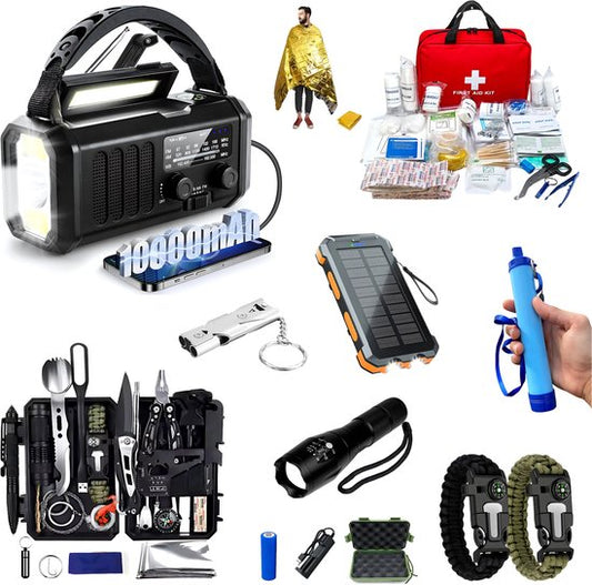 DreamGoods PRO - Noodpakket voor Thuis - Overleven bij Oorlog, Stroomuitval & Rampen - Compleet Overlevingspakket - 10.000mAh Noodradio - Denk Vooruit - 72+ uur Survival Kit - bij Rampen - Rampenrugzak