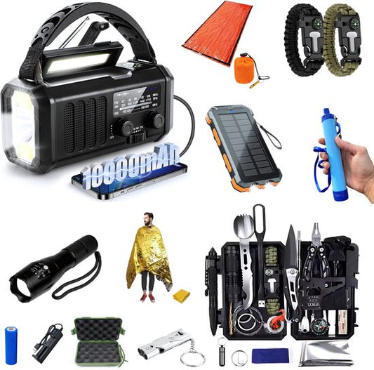 DreamGoods PRO - Noodpakket voor Thuis - Overleven bij Oorlog, Stroomuitval & Rampen - Compleet Overlevingspakket - 10.000mAh Noodradio - Denk Vooruit - Survival Kit - 72+ uur - Rampenrugzak