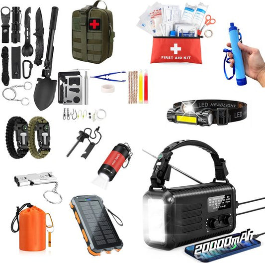 DreamGoods Compleet Noodpakket voor Thuis - Overlevingspakket Oorlog - 20.000mAh Noodradio - Denk Vooruit - 72+ uur Survival Kit - Bij Rampen - Rampenrugzak