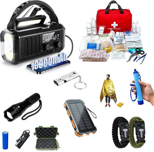 Noodradio 10.000mAh - Solar Opwindbaar - COMPLETE SET - Draagbare en Opwindbare Radio - Nood Radio - Noodradio dab Solar Opwindbaar - Noodpakket voor thuis - Oorlog - Denk vooruit - Overlevingspakket - Bij Rampen