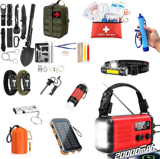 DreamGoods Compleet Noodpakket voor Thuis - Overlevingspakket Oorlog - 20.000mAh Noodradio - Denk Vooruit - 72+ uur Survival Kit - bij Rampen - Rampenrugzak