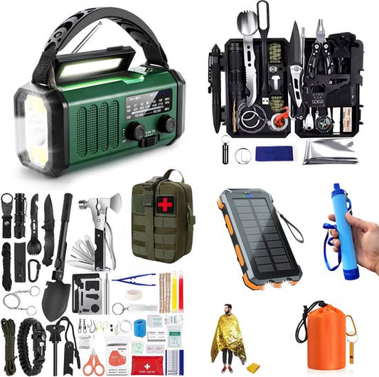 DreamGoods Compleet Noodpakket voor Thuis - Overlevingspakket Oorlog - 10.000mAh Noodradio - Denk Vooruit - 72+ uur Survival Kit - Bij Rampen - Rampenrugzak