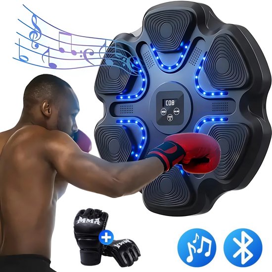 DreamGoods Boxing Machine - 9 Trainingslevels - Boksmachine met Muziek - Bokszak - Boksbal - Music Boxing Machine - Boks Apparaat - Digitale Boxing Machine - voor Kinderen & Volwassenen - Zwart