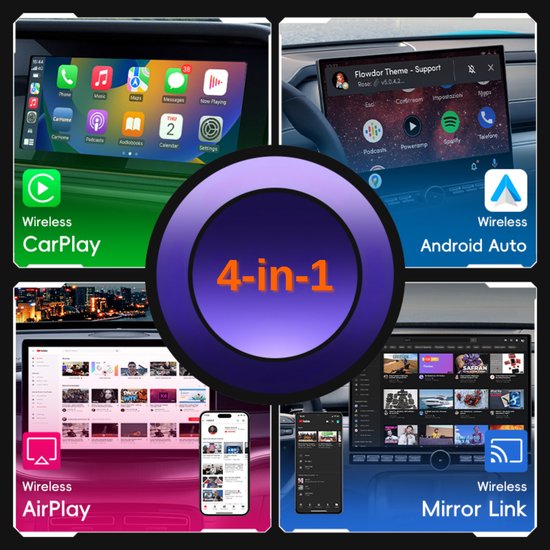 DreamGoods 4-in-1 Carplay Dongle - Screen Mirror Link - Draadloos CarPlay & Android Auto - CarPlay Adapter