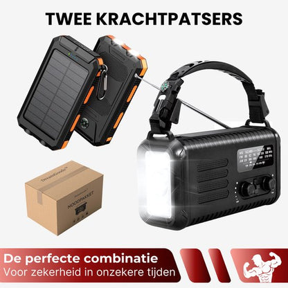 Noodradio 20.000mAh - Solar Opwindbaar - COMPLETE SET - Draagbare en Opwindbare Radio - Nood Radio - Noodradio dab Solar Opwindbaar - Noodpakket voor thuis - Oorlog - Denk vooruit - Overlevingspakket - Bij Rampen