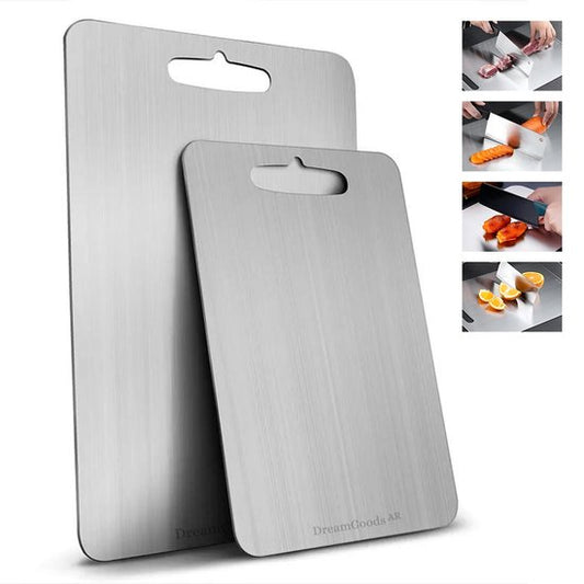 DreamGoods RVS Snijplank - 100% Duurzaam - 100% BPA-vrij - 46x30CM - Vaatwasserbestendig - Cutting Board - Snijplanken - Snijplankenset - Titanium - RVS