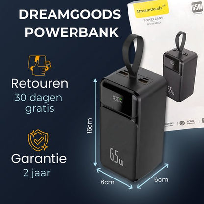 Powerbank PRO - 50.000 mAh - 65W Snellader Geschikt voor Iphone, Android, Tablets & Laptops