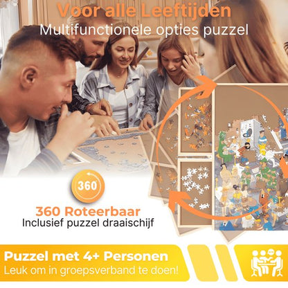 DreamGoods Draaibaar Puzzelbord met Opbergsysteem - 1000 stukjes - 4 lades - Houten - Puzzeltafel - Puzzelplank - Puzzelmap - Puzzelmat - Portapuzzle - Puzzelplaat - Puzzel - Puzzeltafel met Lades 1000 stukjes
