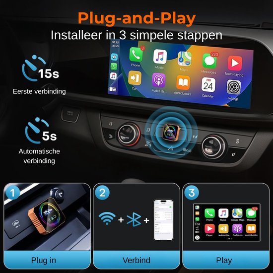 DreamGoods 4-in-1 Carplay Dongle - Screen Mirror Link - Draadloos CarPlay & Android Auto - CarPlay Adapter