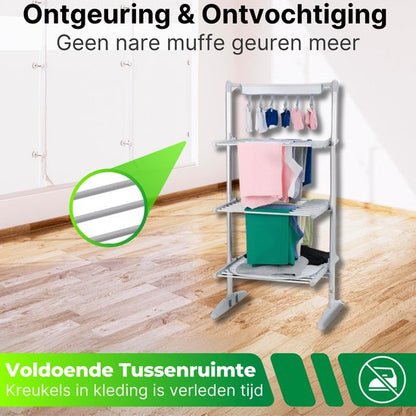 DreamGoods Elektrisch Droogrek PRO - Instelbare Temperaturen & Timer - Duurzaam Drogen - Verwarmd Droogrek - Elektrische Droogrek - Elektrisch Wasrek - Electrisch - Inklapbaar - Droogrek met Verwarming - Elektrische Droogrek Energiezuinig