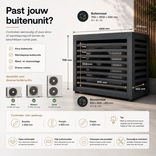 Airco Omkasting Buitenunit - 100 x 70 x 50 - Antraciet