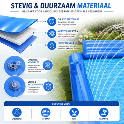 DreamGoods Tanning Bed met Sproeier – Water Ligbed met Tuinslang Aansluiting en Bekerhouder – 200 x 124 cm