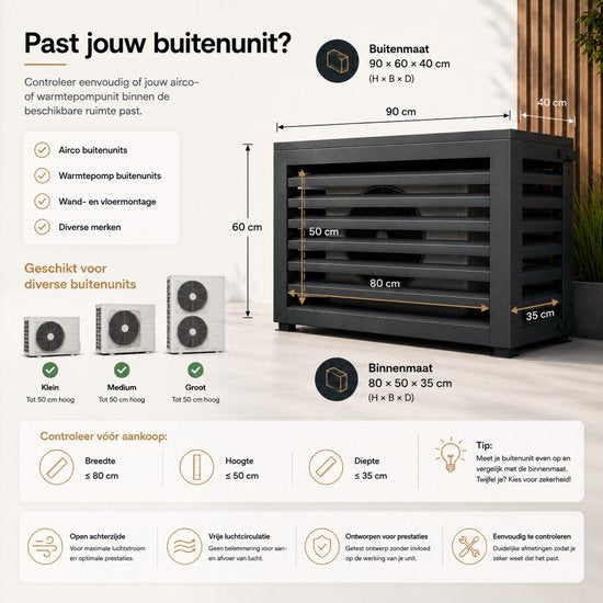 Airco Omkasting Buitenunit - 90 x 60 x 40 - Antraciet