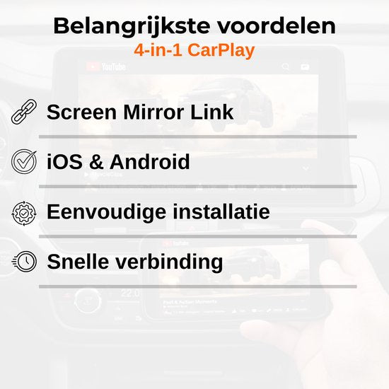 DreamGoods 4-in-1 Carplay Dongle - Screen Mirror Link - Draadloos CarPlay & Android Auto - CarPlay Adapter