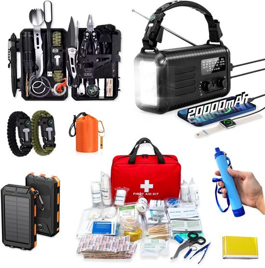 DreamGoods PRO Noodpakket voor Thuis - Overleven bij Oorlog, Stroomuitval & Rampen - 20.000mAh Noodradio - Compleet Overlevingspakket - Denk Vooruit - 72+ uur Survival Kit - Rampenrugzak