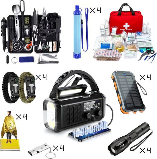 DreamGoods Compleet Gezins-Noodpakket - Overlevingspakket Oorlog - Denk Vooruit - 72+ uur Survival Kit - Noodpakket voor Thuis - Rampenrugzak