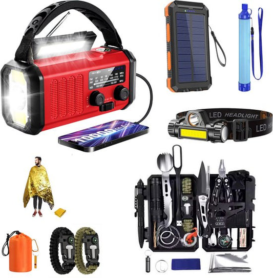 DreamGoods Compleet Noodpakket voor Thuis - Overlevingspakket Oorlog - 10.000mAh Noodradio - Denk Vooruit - Survival Kit bij Rampen - Rampenrugzak