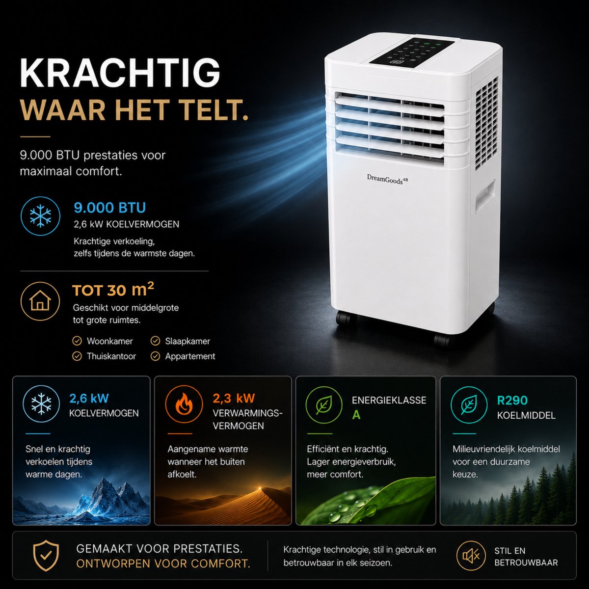 DreamGoods Mobiele Airco - 9000 BTU