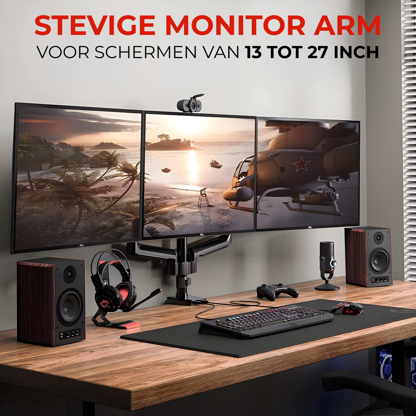 Monitor Arm 3 Schermen - 13-27 Inch