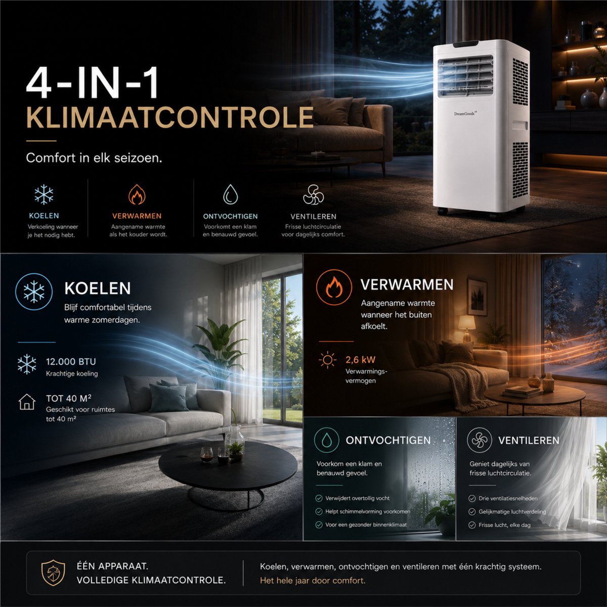DreamGoods Mobiele Airco - 12000 BTU