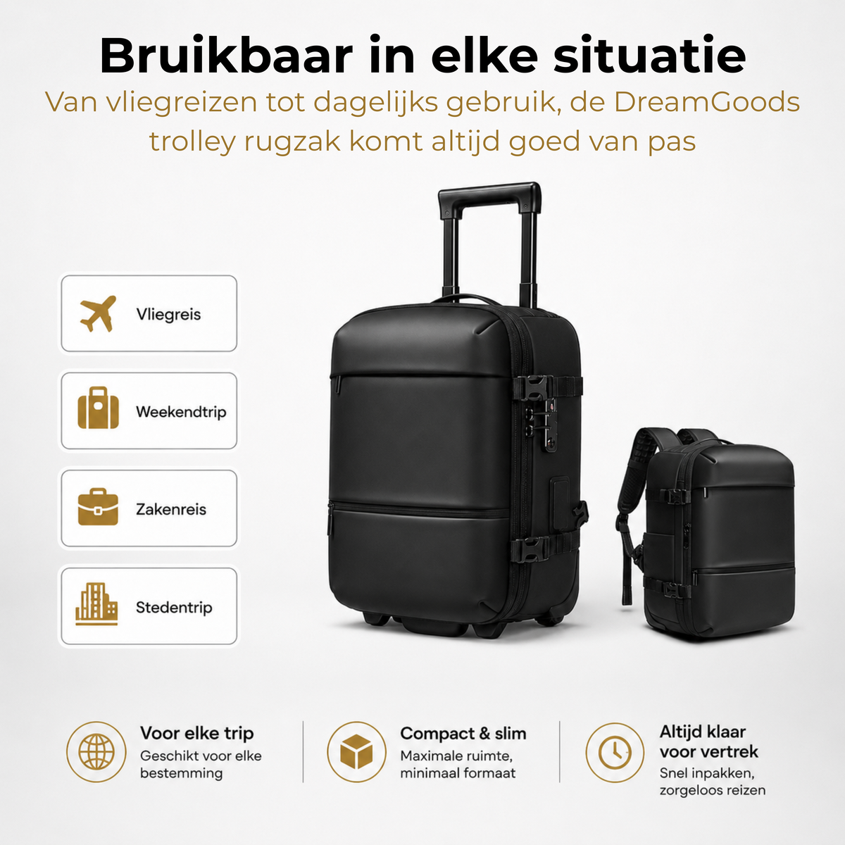 Vacuüm Rugzak & Trolley - 55x35x25cm