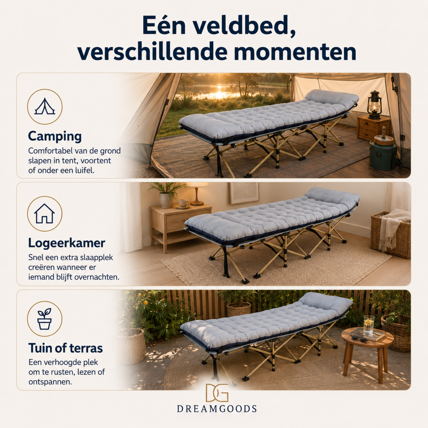 Veldbed met Matras - Opvouwbaar Campingbed