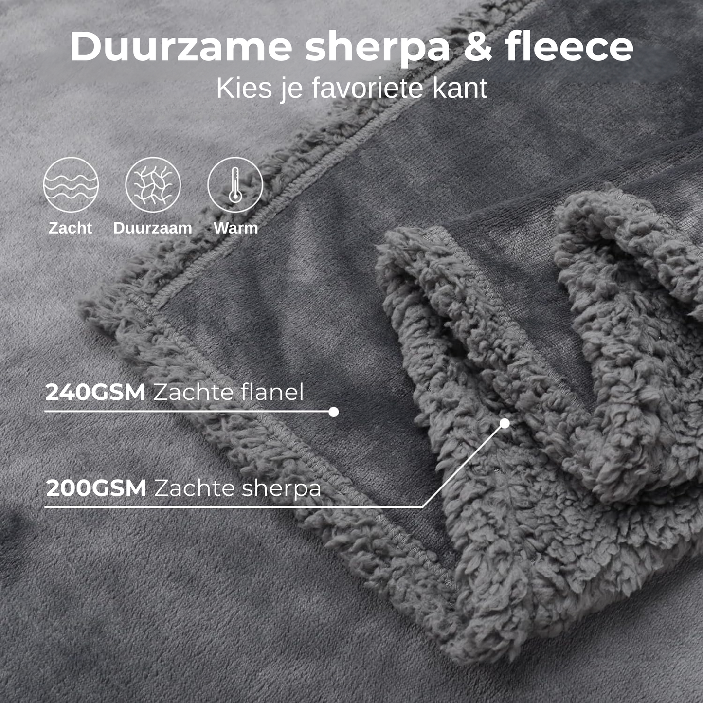 Love Blanket - Waterdicht Deken - 216x216cm - Grijs