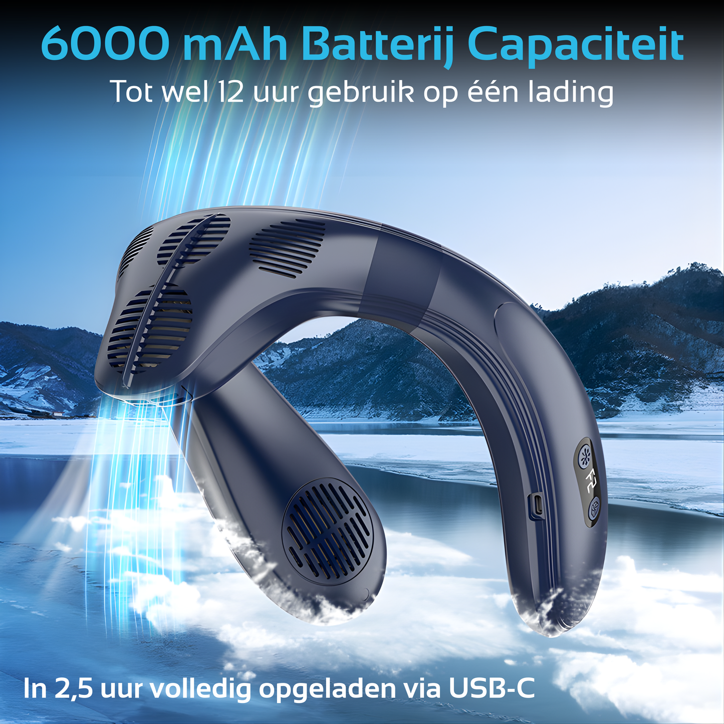 Nekventilator met Koeling & Temperatuurregeling - Blauw