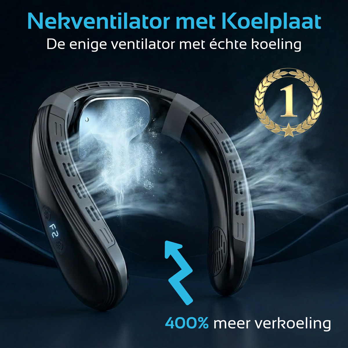 Nekventilator met Koeling & Temperatuurregeling - Zwart