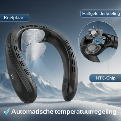 Nekventilator met Koeling & Temperatuurregeling - Zwart